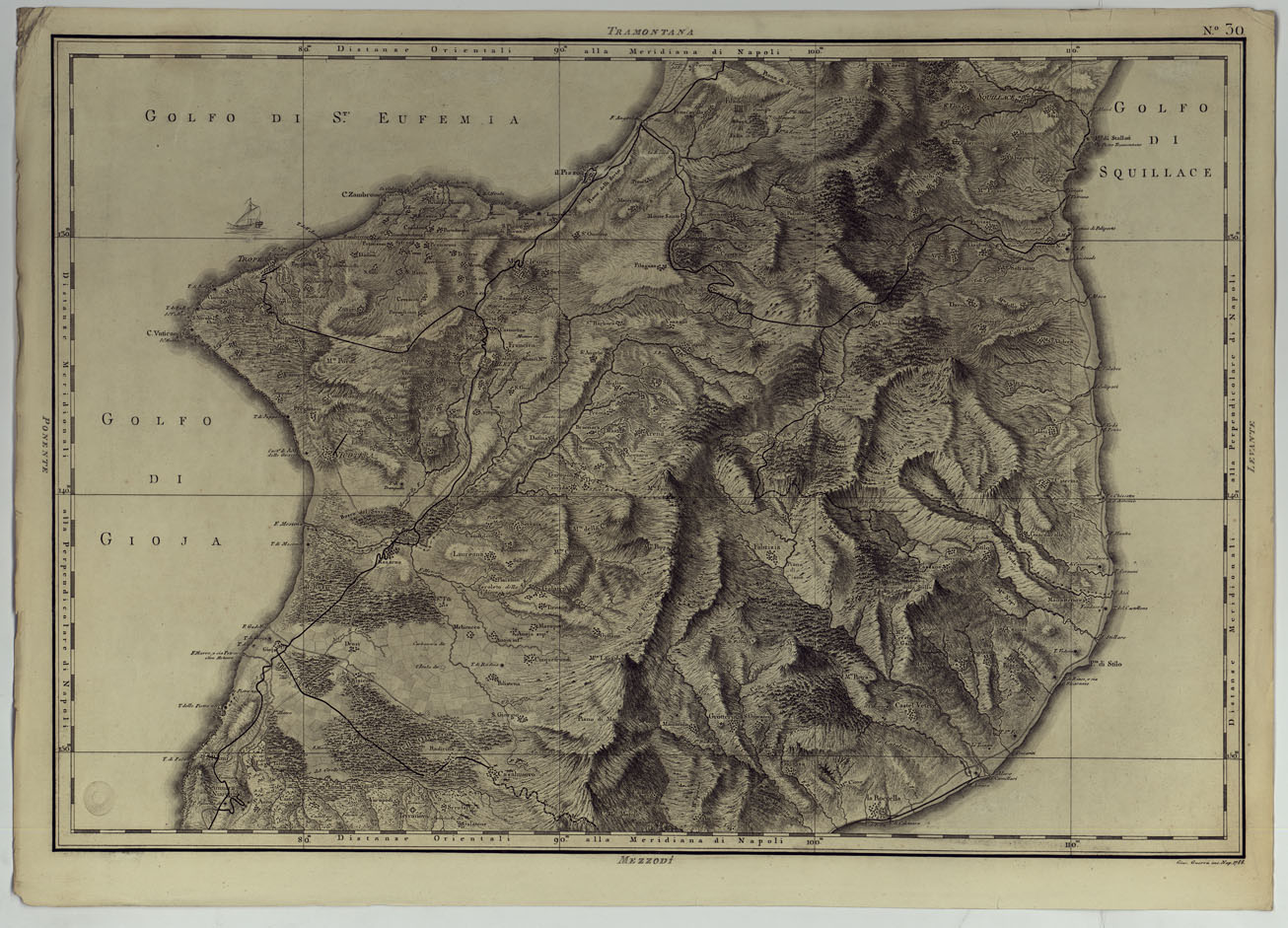 (N:25049) ATLANTE GEOGRAFICO DEL REGNO DI NAPOLI DELINEATO PER ORDINE DI FERDINANDO IV RE DELLE DUE SICILIE &C., &C., DA GIO. ANTONIO RIZZI ZANNONI GEOGRAFO DI SUA MAESTA' E TERMINATO NEL 1808 - TAVOLA 30. (CA007006) Carte e stampe antiche: riproduzione a colori su carta (formato A1)