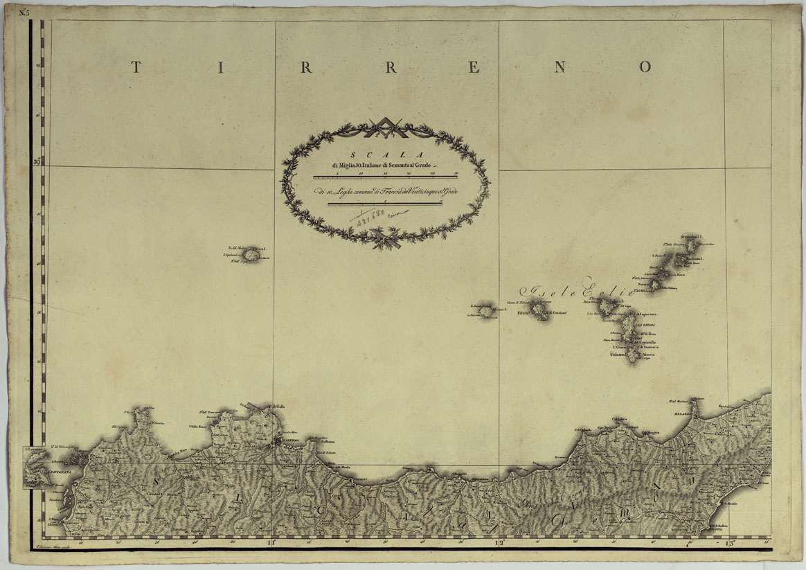 (N:4909) ATLANTE DEL REGNO DI NAPOLI RIDOTTO IN VI FOGLI DA GIOVANNI ANTONIO RIZZI ZANNONI GEOGRAFO DI SUA MAESTA' SICILIANA -  FOGLIO 5. (CA007013) Carte e stampe antiche: riproduzione a colori su carta (formato A1)