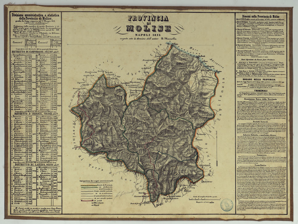 (N:14788) CARTA AMMINISTRATIVA DEL REGNO DELLE DUE SICILIE DIVISA IN SINGOLE PROVINCIE - PROVINCIA DI MOLISE. (CA007065) Carte e stampe antiche: riproduzione a colori su carta (formato A1)