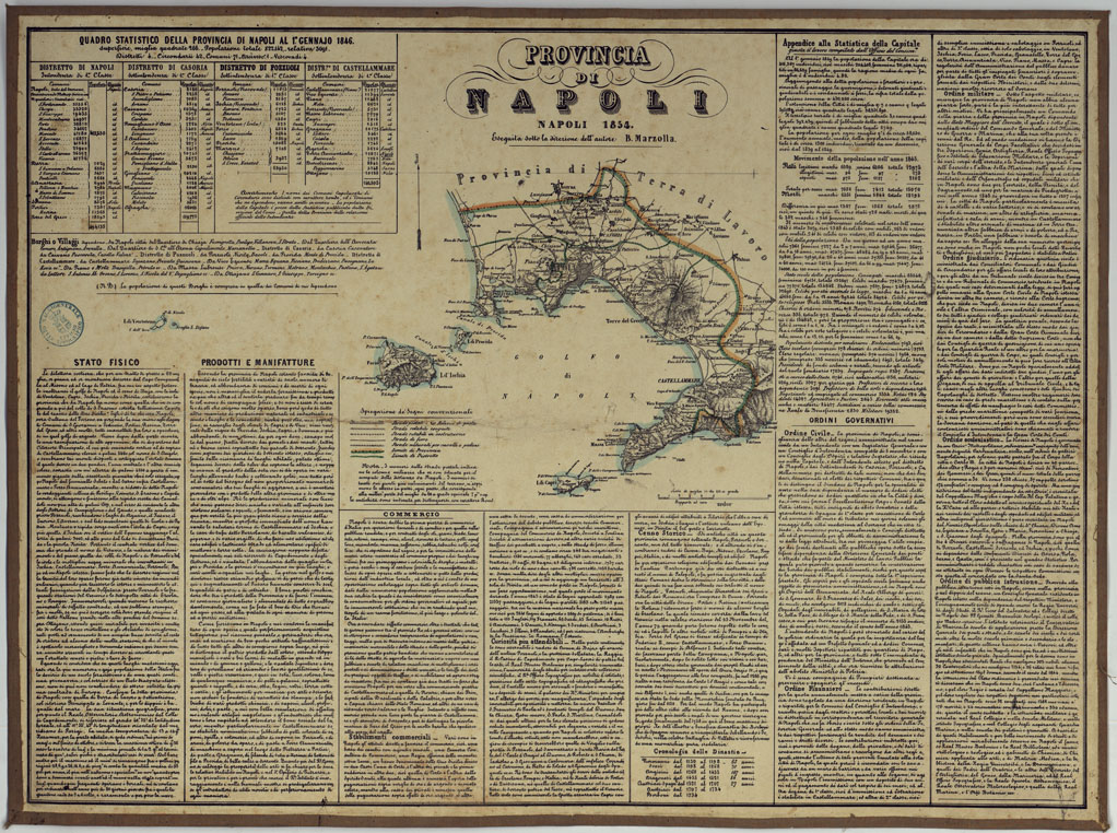 (N:14789) CARTA AMMINISTRATIVA DEL REGNO DELLE DUE SICILIE DIVISA IN SINGOLE PROVINCIE - PROVINCIA DI NAPOLI. (CA007066) Carte e stampe antiche: riproduzione a colori su carta (formato A1)