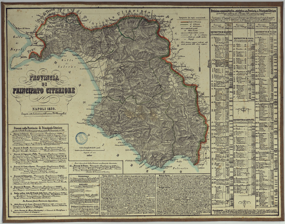 (N:14792) CARTA AMMINISTRATIVA DEL REGNO DELLE DUE SICILIE DIVISA IN SINGOLE PROVINCIE - PROVINCIA DI PRINCIPATO CITERIORE. (CA007069) Carte e stampe antiche: riproduzione a colori su carta (formato A1)