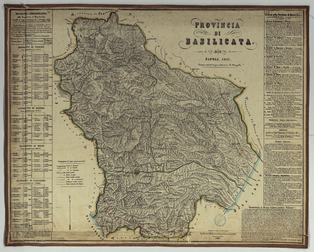 (N:14779) CARTA AMMINISTRATIVA DEL REGNO DELLE DUE SICILIE DIVISA IN SINGOLE PROVINCIE - PROVINCIA DI BASILICATA. (CA007073) Carte e stampe antiche: riproduzione a colori su carta (formato A1)