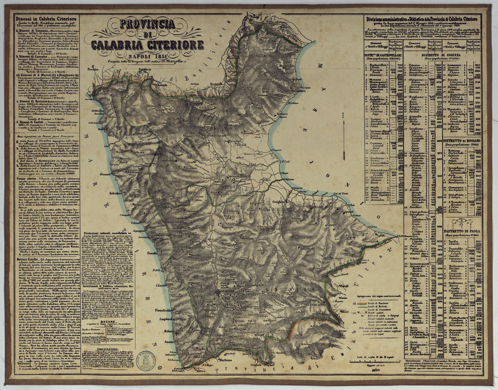 (N:14780) CARTA AMMINISTRATIVA DEL REGNO DELLE DUE SICILIE DIVISA IN SINGOLE PROVINCIE - PROVINCIA DI CALABRIA CITERIORE. (CA007074) Carte e stampe antiche: riproduzione a colori su carta (formato A1)