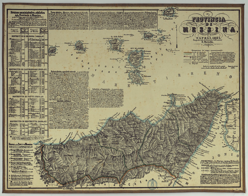 (N:14787) CARTA AMMINISTRATIVA DEL REGNO DELLE DUE SICILIE DIVISA IN SINGOLE PROVINCIE - PROVINCIA DI MESSINA. (CA007077) Carte e stampe antiche: riproduzione a colori su carta (formato A1)