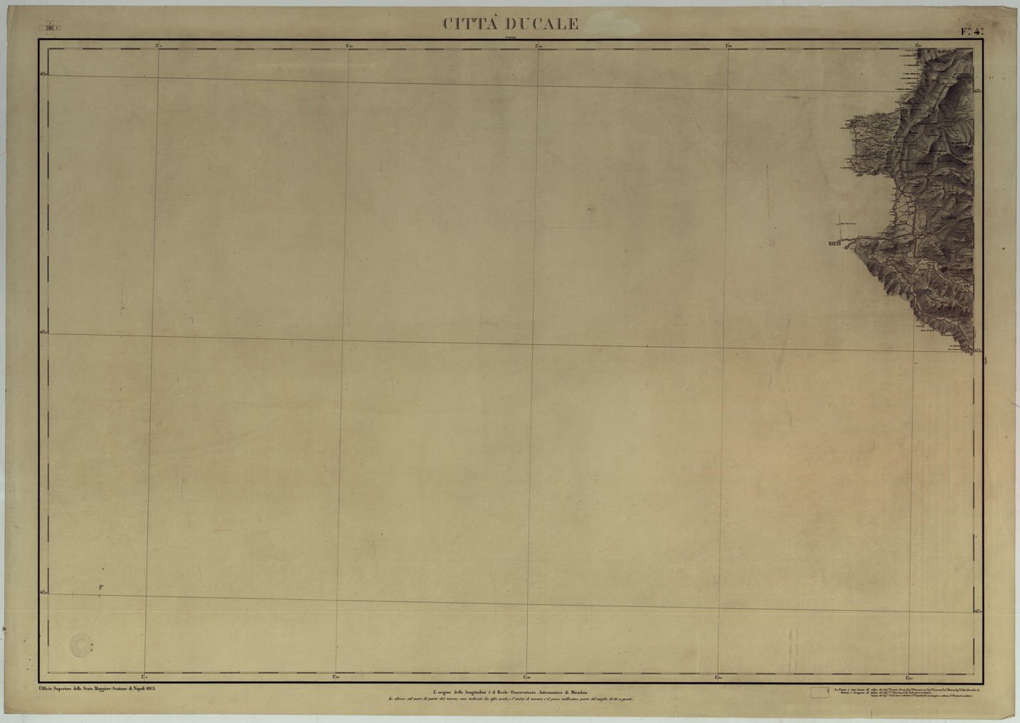 (N:14811) CARTA DEL REGNO DI NAPOLI - FOGLIO 4C  CITTADUCALE. (CA007100, CA007101) Carte e stampe antiche: riproduzione a colori su carta (formato A1)