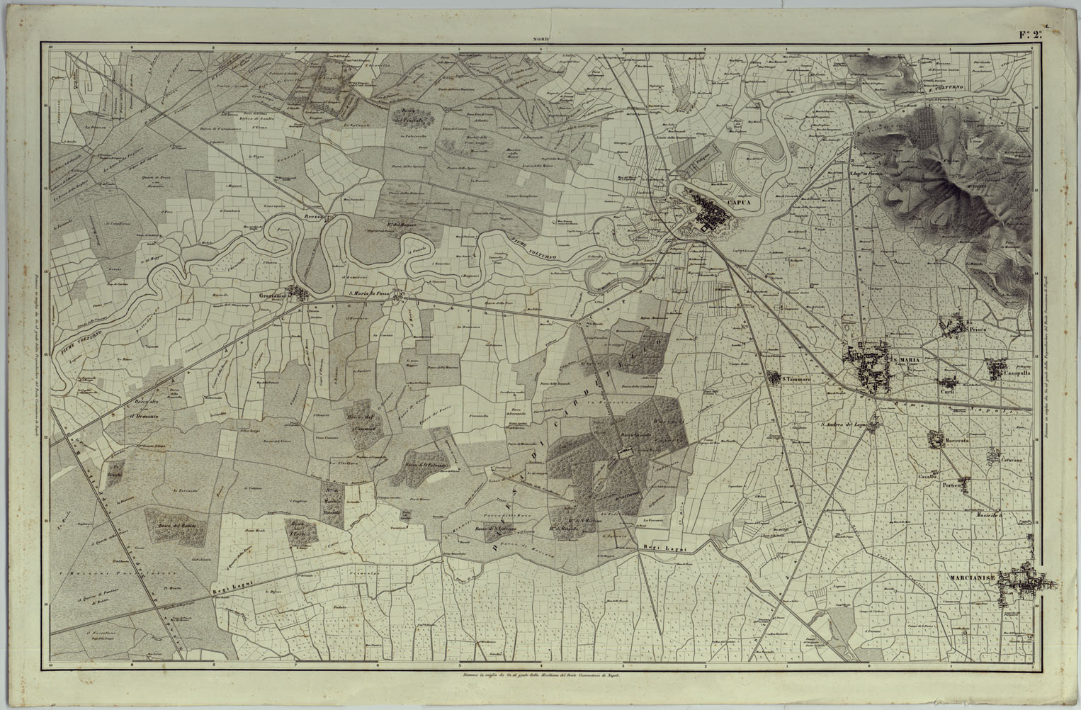(N:25078) CARTA TOPOGRAFICA ED IDROGRAFICA DEI CONTORNI DI NAPOLI LEVATA PER ORDINE DI S.M. FERDINANDO I RE DEL REGNO DELLE DUE SICILIE DAGLI UFFIZIALI DELLO STATO MAGGIORE E DALL'INGEGNERI TOPOGRAFI NEGLI ANNI 1817-1818-1819 - FOGLIO 2. (CA007132) Carte e stampe antiche: riproduzione a colori su carta (formato A1)