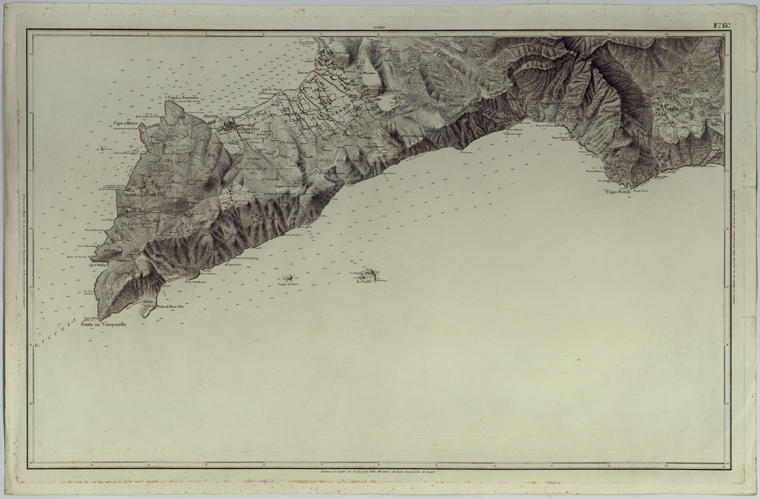 (N:25087) CARTA TOPOGRAFICA ED IDROGRAFICA DEI CONTORNI DI NAPOLI LEVATA PER ORDINE DI S.M. FERDINANDO I RE DEL REGNO DELLE DUE SICILIE DAGLI UFFIZIALI DELLO STATO MAGGIORE E DALL'INGEGNERI TOPOGRAFI NEGLI ANNI 1817-1818-1819 - FOGLIO 15. (CA007141) Carte e stampe antiche: riproduzione a colori su carta (formato A1)