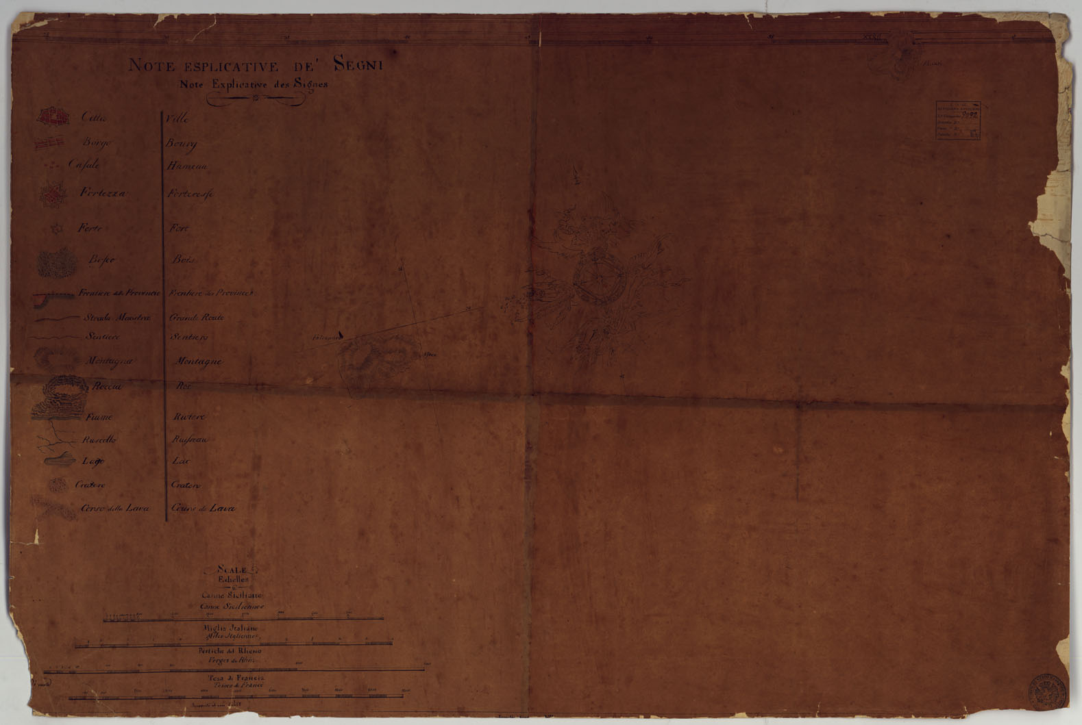 (N:4959) Carta Generale della Sicilia - Foglio 2 - Segni convenzionali e scale (CA007144) Carte e stampe antiche: riproduzione a colori su carta (formato A1)