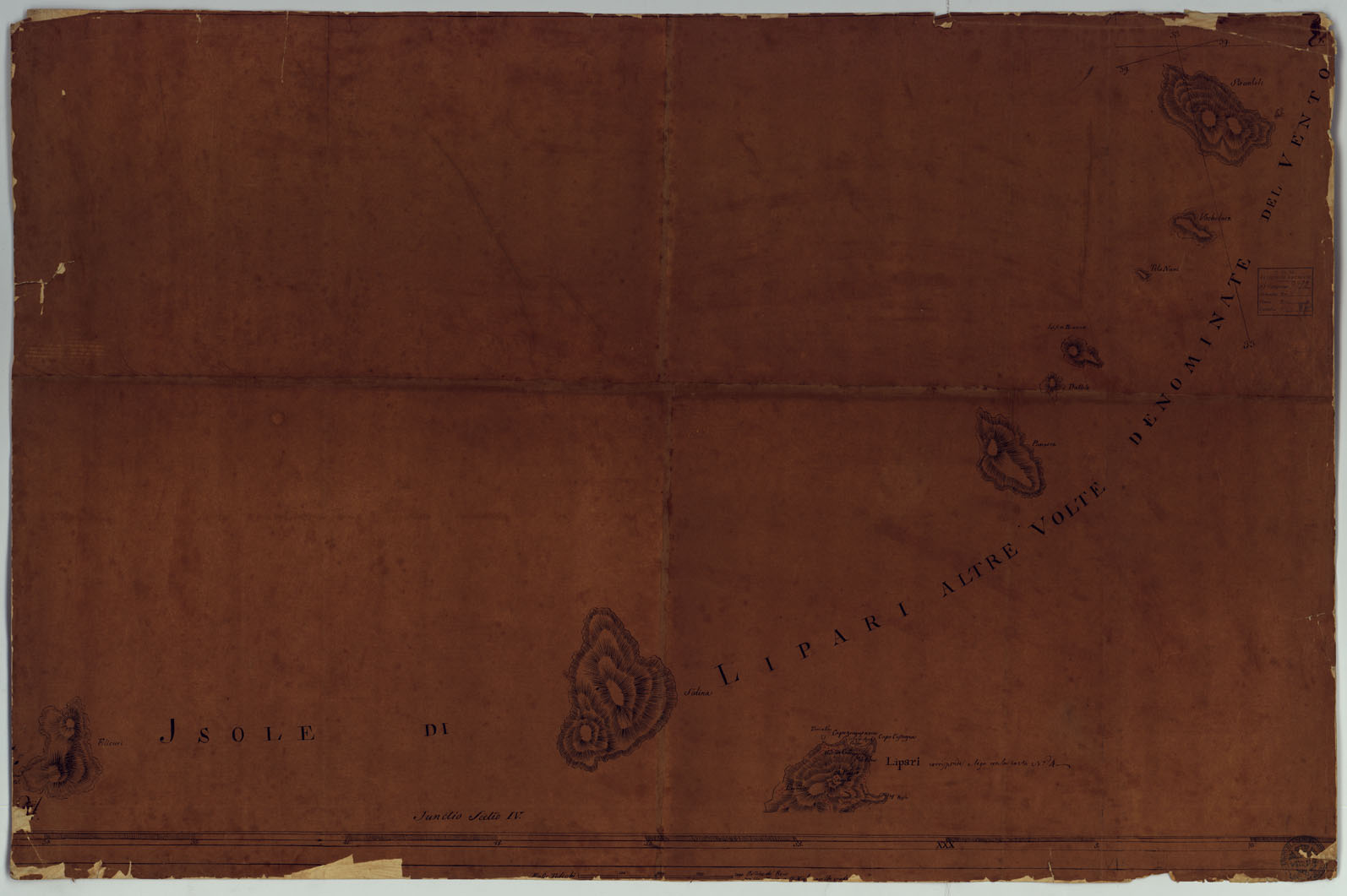 (N:4982) Carta Generale della Sicilia - Isole Eolie (CA007145) Carte e stampe antiche: riproduzione a colori su carta (formato A1)