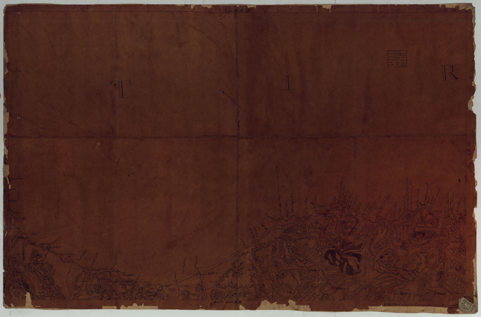 (N:4977) Carta Generale della Sicilia - Foglio 8 (CA007150) Carte e stampe antiche: riproduzione a colori su carta (formato A1)