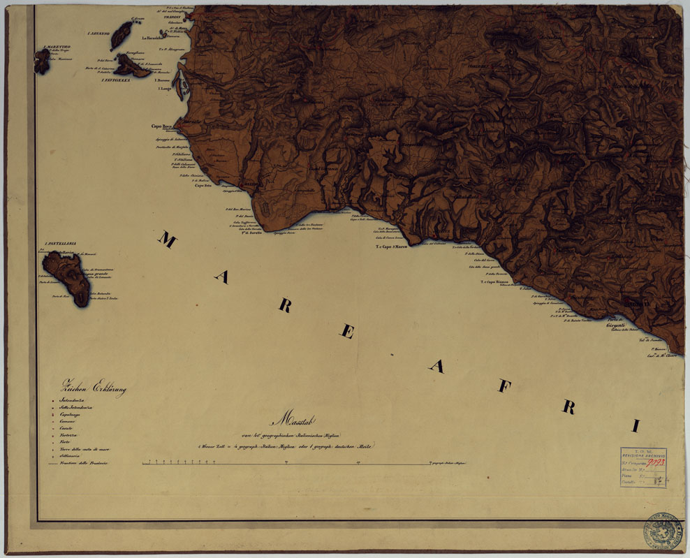 (N:3631) Karte Von Sicilien Entworfen nach dem Skelette der Schmettauischen Karte unter der Leitung der K.K. Generalquartiermeisterstab Abstheilung in Neapel im Jahre 1825  - Carta della Sicilia - Foglio 4 (CA007169) Carte e stampe antiche: riproduzione a colori su carta (formato A1)