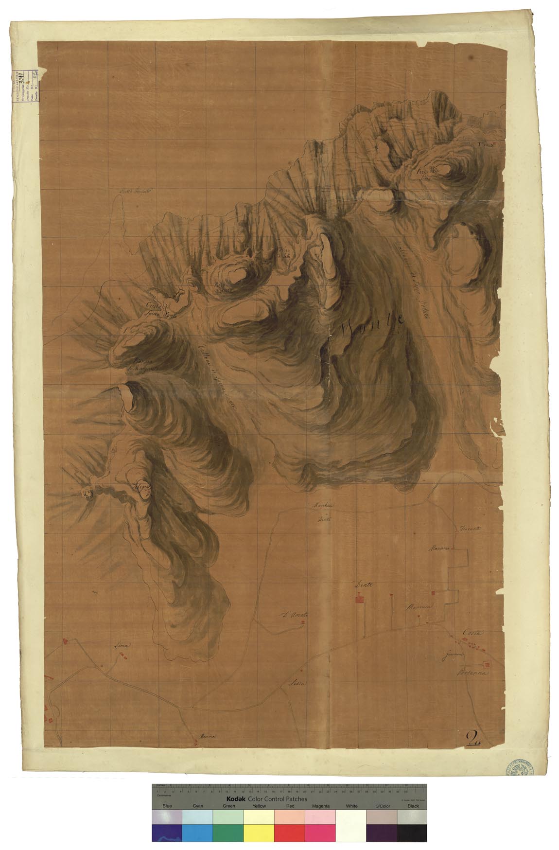 (N:17080) CARTA TOPOGRAFICA DEL REAL SITO DE COLLI AL NORD DELLA CITTA' DI PALERMO, DE SUOI AGGREGATI, E DELLE REALI RISERVE ADIACENTI LEVATE PER ORDINE DI S.M. FERDINANDO I RE DEL REGNO DELLE DUE SICILIE - Foglio 2 (CA007171) Carte e stampe antiche: riproduzione a colori su carta (formato A1)