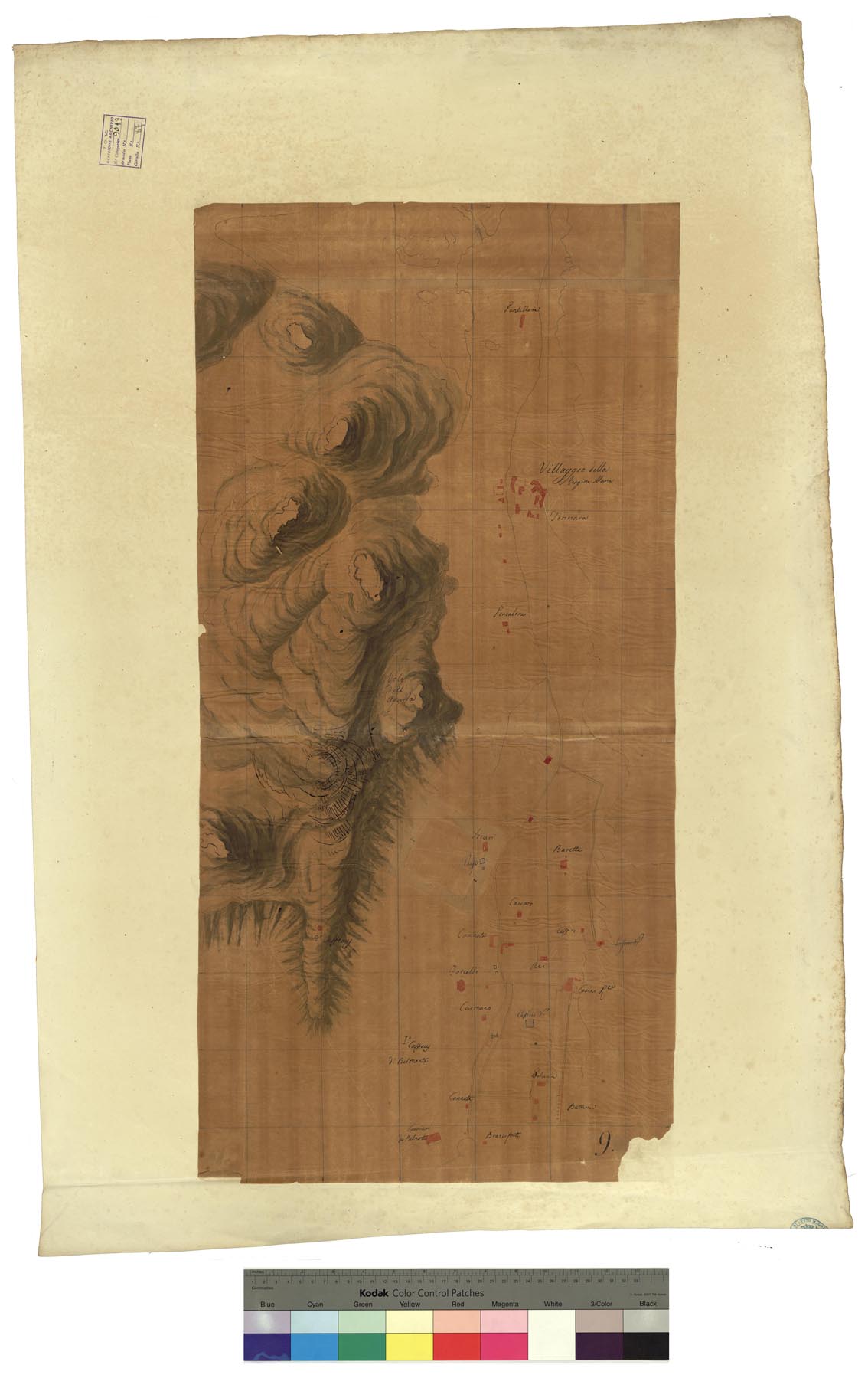 (N:17086) CARTA TOPOGRAFICA DEL REAL SITO DE COLLI AL NORD DELLA CITTA' DI PALERMO, DE SUOI AGGREGATI, E DELLE REALI RISERVE ADIACENTI LEVATE PER ORDINE DI S.M. FERDINANDO I RE DEL REGNO DELLE DUE SICILIE - Foglio 9 (CA007178) Carte e stampe antiche: riproduzione a colori su carta (formato A1)