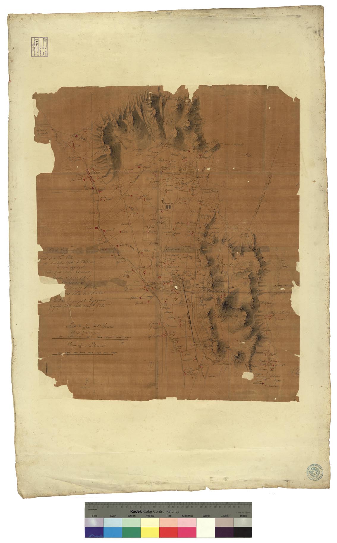 (N:17087) CARTA TOPOGRAFICA DEL REAL SITO DE COLLI AL NORD DELLA CITTA' DI PALERMO, DE SUOI AGGREGATI, E DELLE REALI RISERVE ADIACENTI LEVATE PER ORDINE DI S.M. FERDINANDO I RE DEL REGNO DELLE DUE SICILIE - Foglio 12 (CA007179) Carte e stampe antiche: riproduzione a colori su carta (formato A1)