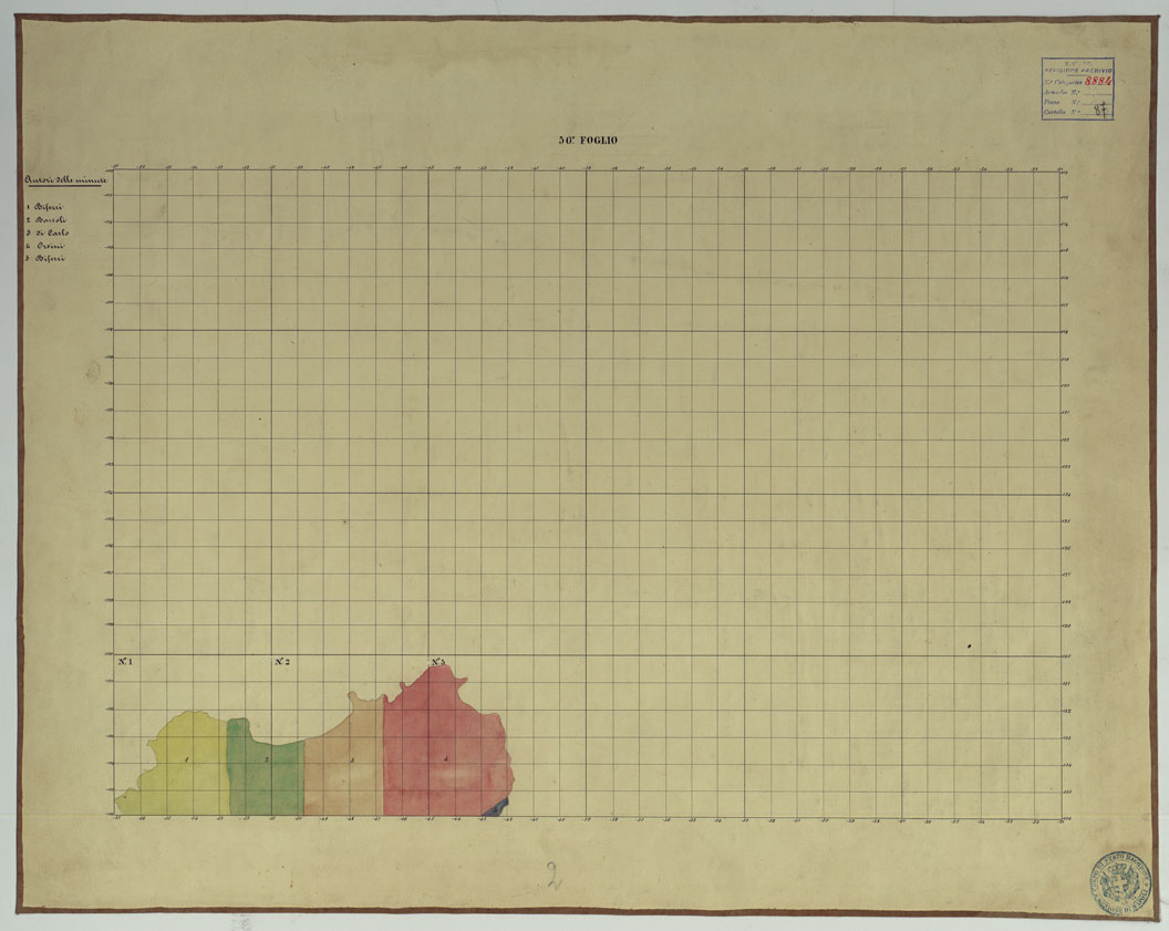 (N:14652) CARTA TOPOGRAFICA DELLA REGIONE DI PALERMO LEVATA  DAL REALE OFFICIO TOPOGRAFICO DI NAPOLI - 50 Foglio (CA007182) Carte e stampe antiche: riproduzione a colori su carta (formato A1)