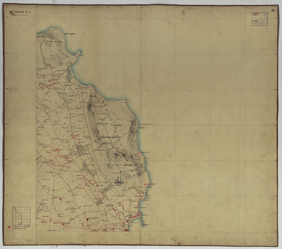 (N:14674) CARTA TOPOGRAFICA DELLA REGIONE DI PALERMO LEVATA DAL REALE OFFICIO TOPOGRAFICO DI NAPOLI - Foglio 3 - Palermo (CA007187) Carte e stampe antiche: riproduzione a colori su carta (formato A1)