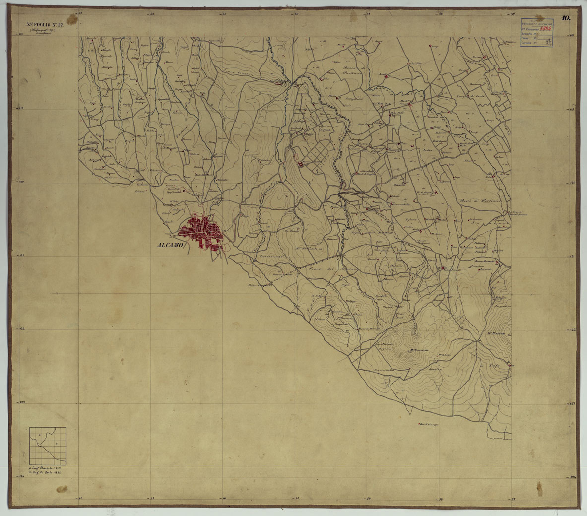 (N:14656) CARTA TOPOGRAFICA DELLA REGIONE DI PALERMO LEVATA DAL REALE OFFICIO TOPOGRAFICO DI NAPOLI - Foglio 10 Alcamo (CA007190) Carte e stampe antiche: riproduzione a colori su carta (formato A1)