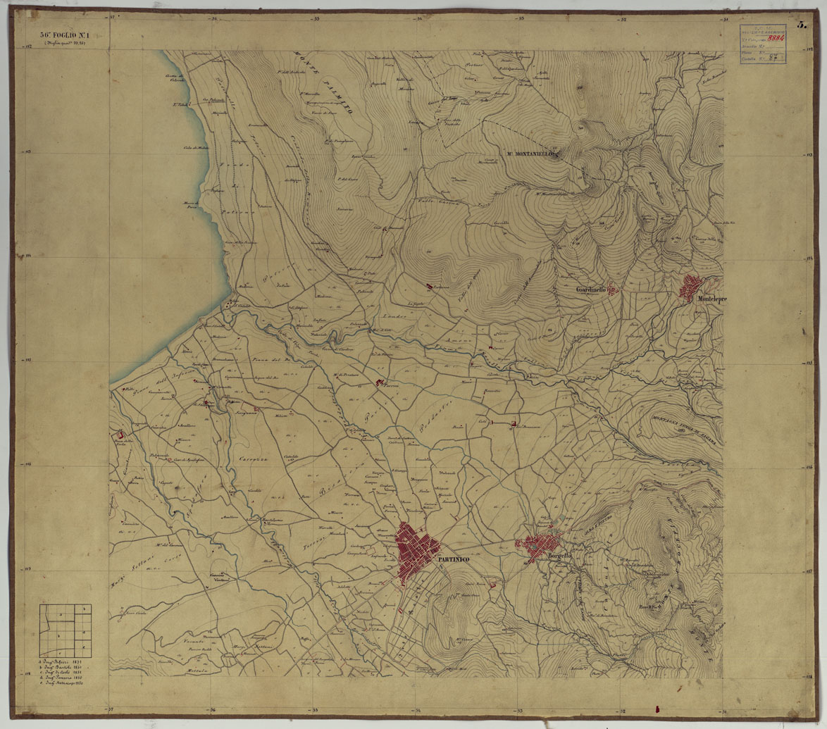 (N:14676) CARTA TOPOGRAFICA DELLA REGIONE DI PALERMO LEVATA DAL REALE OFFICIO TOPOGRAFICO DI NAPOLI - Foglio 5 Partinico, Montelepre, Giardinello, Borghetto (CA007191) Carte e stampe antiche: riproduzione a colori su carta (formato A1)