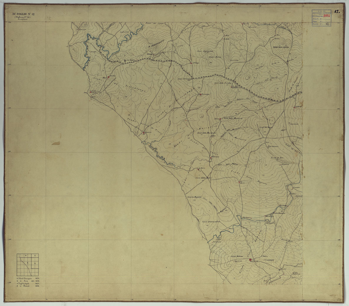 (N:14663) CARTA TOPOGRAFICA DELLA REGIONE DI PALERMO LEVATA DAL REALE OFFICIO TOPOGRAFICO DI NAPOLI - Foglio 17 Corleone, San Cipirello (CA007201) Carte e stampe antiche: riproduzione a colori su carta (formato A1)