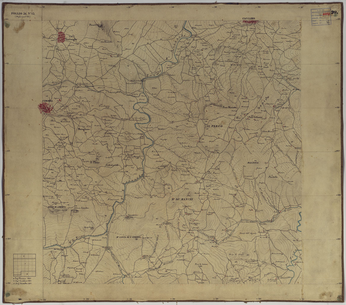 (N:14667) CARTA TOPOGRAFICA DELLA REGIONE DI PALERMO LEVATA DAL REALE OFFICIO TOPOGRAFICO DI NAPOLI - Foglio 20 Ventimiglia di Sicilia, Caccamo, Ciminna, Vicari (CA007204) Carte e stampe antiche: riproduzione a colori su carta (formato A1)