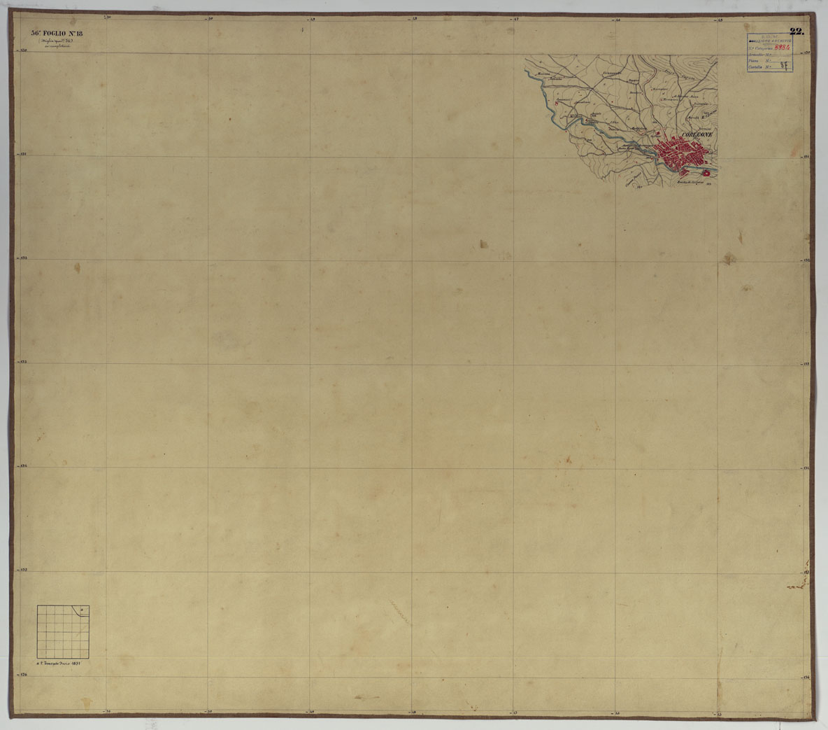 (N:14669) CARTA TOPOGRAFICA DELLA REGIONE DI PALERMO LEVATA DAL REALE OFFICIO TOPOGRAFICO DI NAPOLI - Foglio 22 Corleone (CA007206) Carte e stampe antiche: riproduzione a colori su carta (formato A1)
