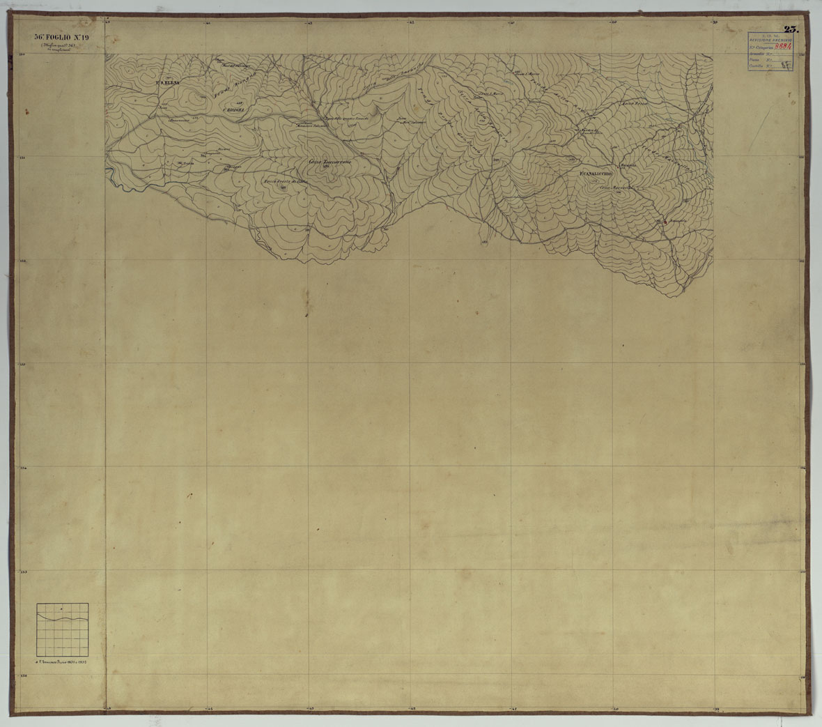 (N:14670) CARTA TOPOGRAFICA DELLA REGIONE DI PALERMO LEVATA DAL REALE OFFICIO TOPOGRAFICO DI NAPOLI - Foglio 23 Corleone, Prizzi (CA007207) Carte e stampe antiche: riproduzione a colori su carta (formato A1)