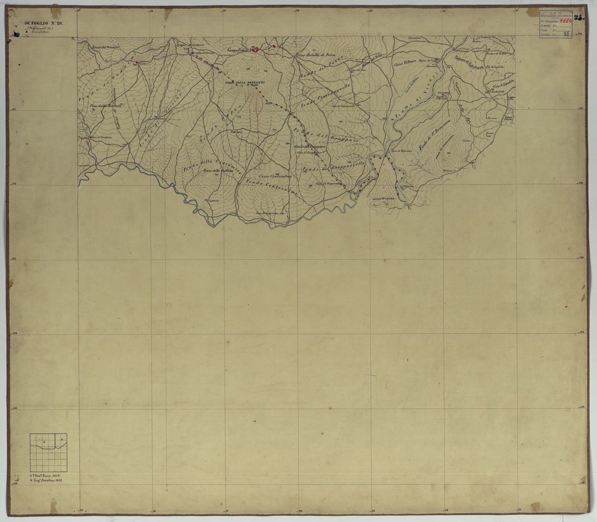 (N:14671) CARTA TOPOGRAFICA DELLA REGIONE DI PALERMO LEVATA DAL REALE OFFICIO TOPOGRAFICO DI NAPOLI - Foglio 24 Campofelice di Fitalia, Corleone, Vicari (CA007208) Carte e stampe antiche: riproduzione a colori su carta (formato A1)