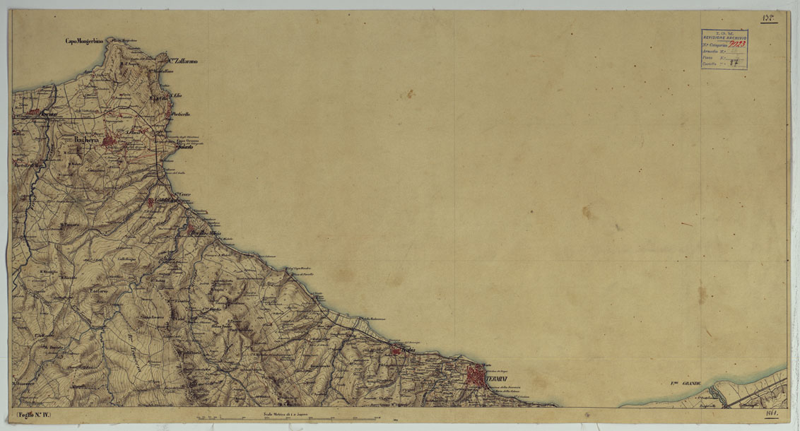 (N:13096) PALERMO E DINTORNI - Foglio 7 -Trabia, Ficarazzi, Termini Imerese, Bagheria (CA007217) Carte e stampe antiche: riproduzione a colori su carta (formato A1)