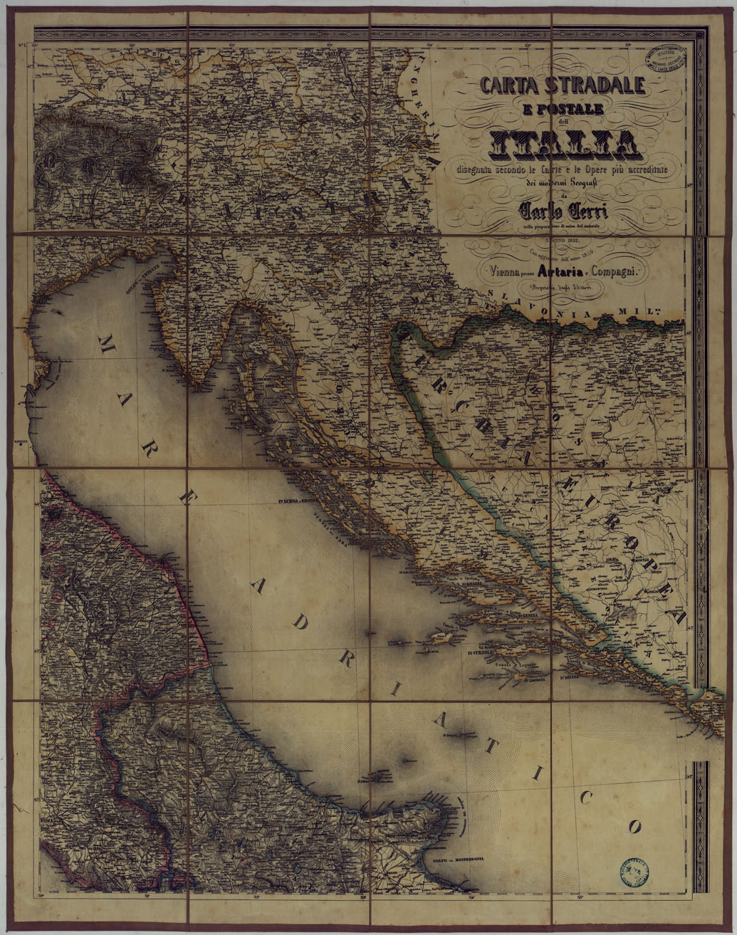 (N:18204) CARTA STRADALE E POSTALE D'ITALIA - Foglio 2 (CA007264) Carte e stampe antiche: riproduzione a colori su carta (formato A1)