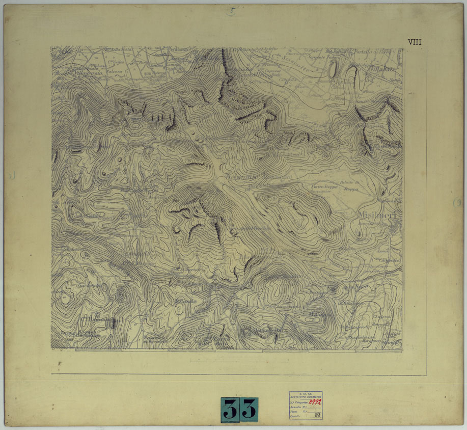 (N:25118) PALERMO E DINTORNI - FOGLIO VIII (CURVE). (CA007423) Carte e stampe antiche: riproduzione a colori su carta (formato A1)