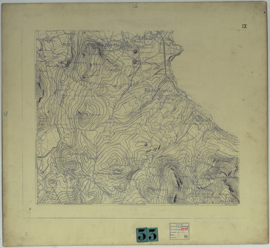 (N:25120) PALERMO E DINTORNI - FOGLIO IX (CURVE). (CA007425) Carte e stampe antiche: riproduzione a colori su carta (formato A1)