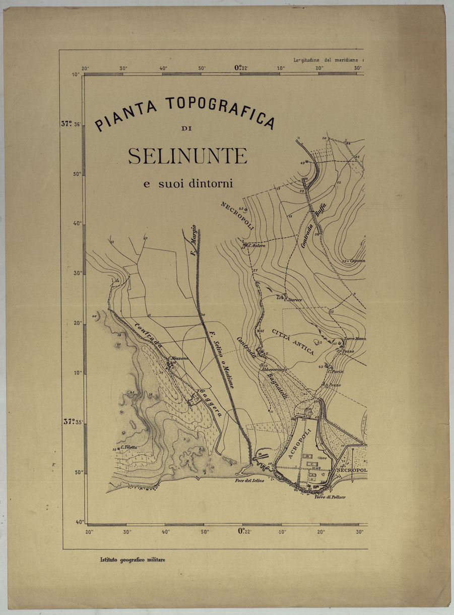 (N:17106) PIANTA TOPOGRAFICA DI SELINUNTE E I SUOI DINTORNI - PARTE A.
 (CA007435) Carte e stampe antiche: riproduzione a colori su carta (formato A1)