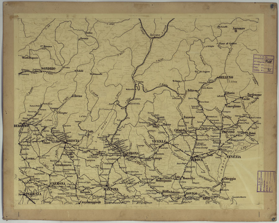 (N:17146) CARTA DELLE FERROVIE E LINEE DI NAVIGAZIONE DEL REGNO D'ITALIA - Foglio II (CA007695) Carte e stampe antiche: riproduzione a colori su carta (formato A1)