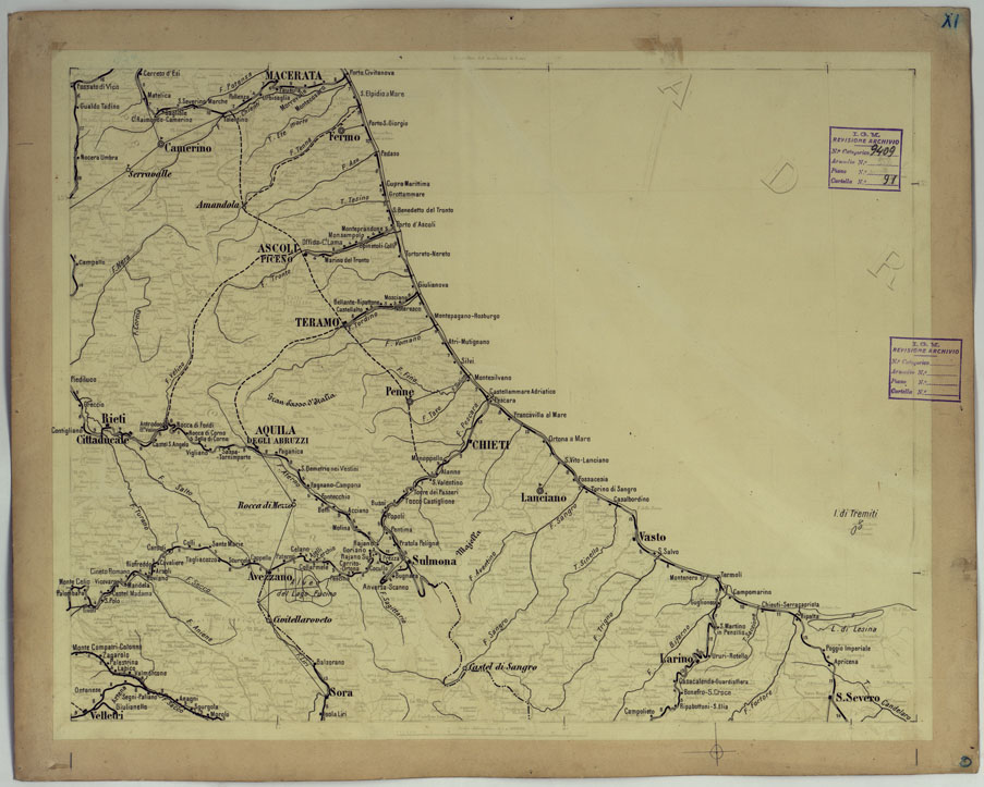 (N:17155) CARTA DELLE FERROVIE E LINEE DI NAVIGAZIONE DEL REGNO D'ITALIA - Foglio XI (CA007704) Carte e stampe antiche: riproduzione a colori su carta (formato A1)