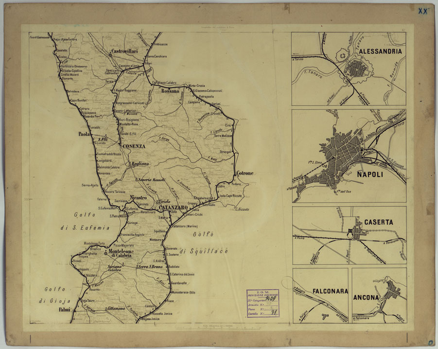 (N:17163) CARTA DELLE FERROVIE E LINEE DI NAVIGAZIONE DEL REGNO D'ITALIA - Foglio XX (CA007713) Carte e stampe antiche: riproduzione a colori su carta (formato A1)