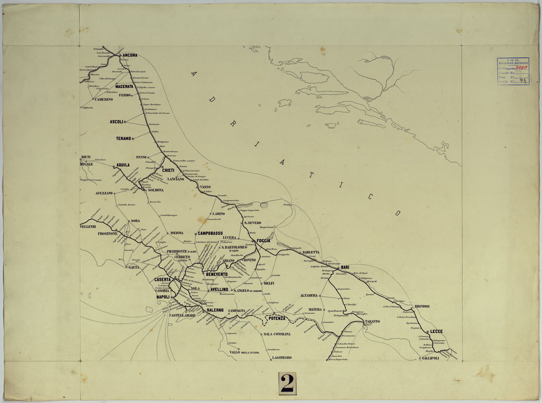 (N:17177) CARTA DELLE FERROVIE E LINEE DI NAVIGAZIONE DEL REGNO D'ITALIA - Foglio 4 (CA007722) Carte e stampe antiche: riproduzione a colori su carta (formato A1)