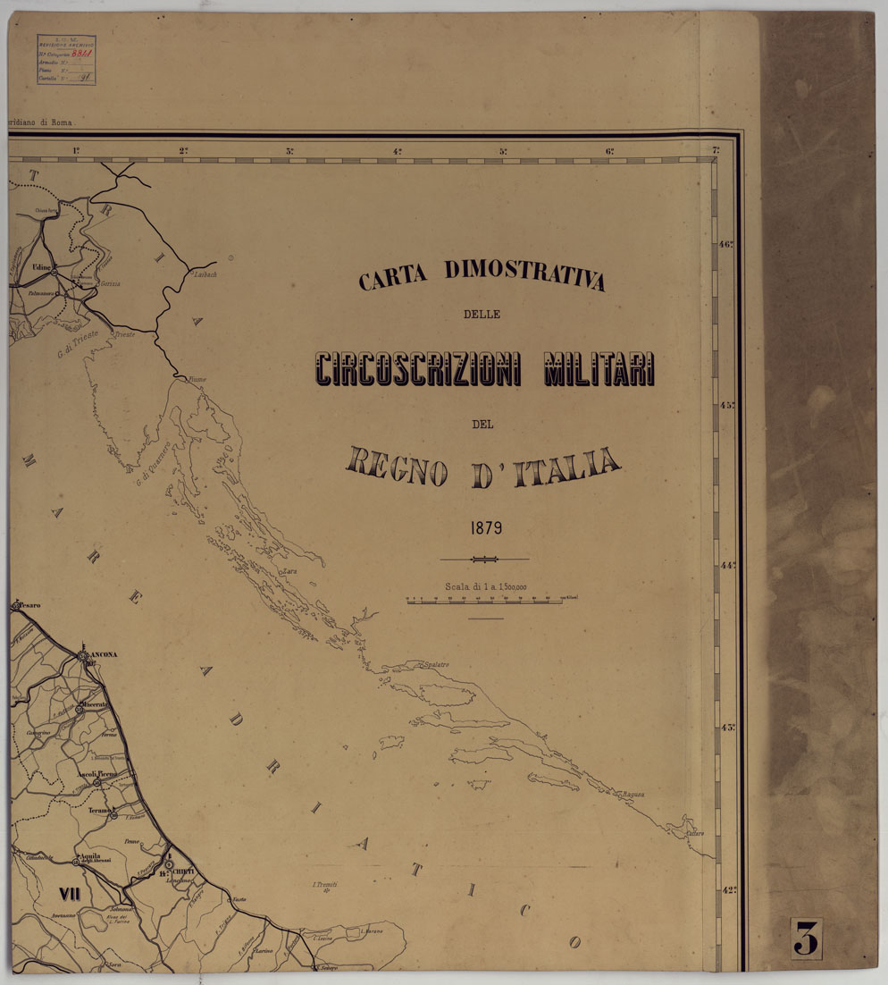 (N:17180) CARTA DIMOSTRATIVA DELLE CIRCOSCRIZIONI MILITARI DEL REGNO D'ITALIA - Foglio 2 (CA007727) Carte e stampe antiche: riproduzione a colori su carta (formato A1)