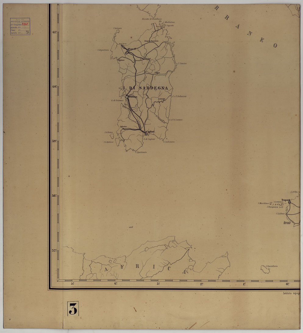 (N:17179) CARTA DIMOSTRATIVA DELLE CIRCOSCRIZIONI MILITARI DEL REGNO D'ITALIA - Foglio 3 (CA007728) Carte e stampe antiche: riproduzione a colori su carta (formato A1)