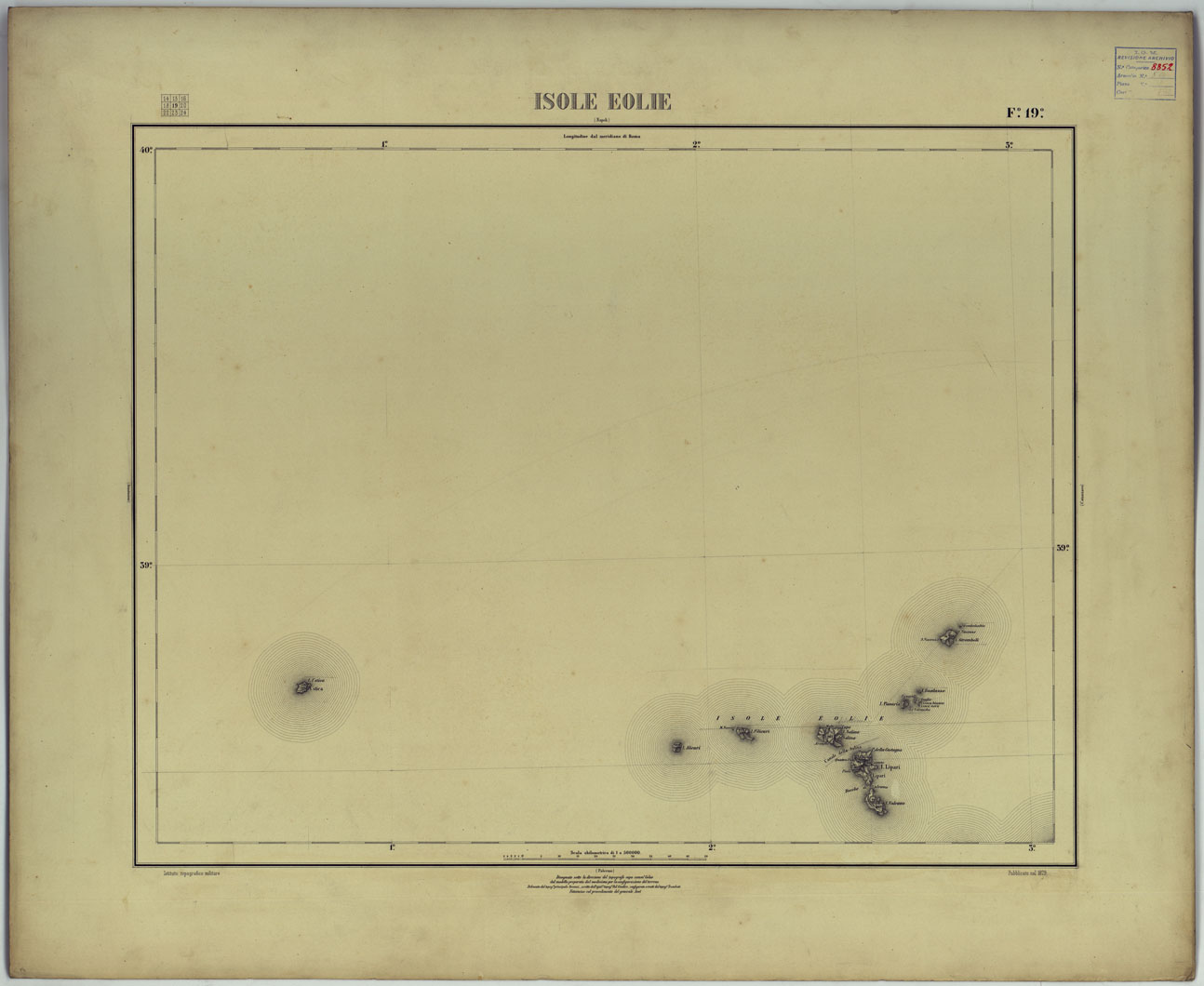 (N:25307) ISOLE EOLIE. (CA007764) Carte e stampe antiche: riproduzione a colori su carta (formato A1)