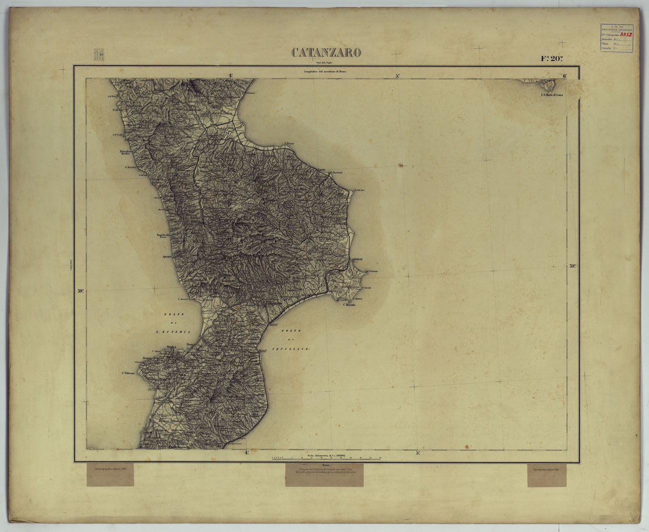 (N:25310) CATANZARO. (CA007767) Carte e stampe antiche: riproduzione a colori su carta (formato A1)