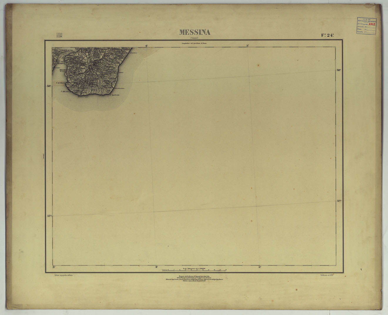 (N:25319) MESSINA. (CA007777) Carte e stampe antiche: riproduzione a colori su carta (formato A1)