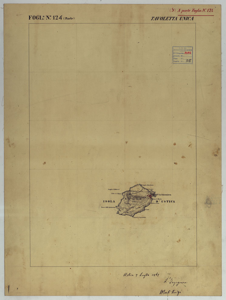 (N:15341) ISOLA D'USTICA - Foglio 5 (CA007798) Carte e stampe antiche: riproduzione a colori su carta (formato A1)