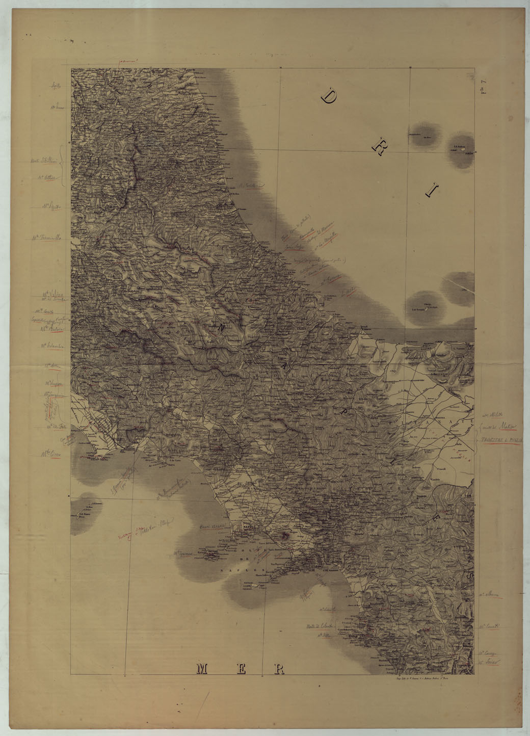 (N:17253) CARTE DU ROYAUME D'ITALIE - Foglio 7
 (CA007805) Carte e stampe antiche: riproduzione a colori su carta (formato A1)