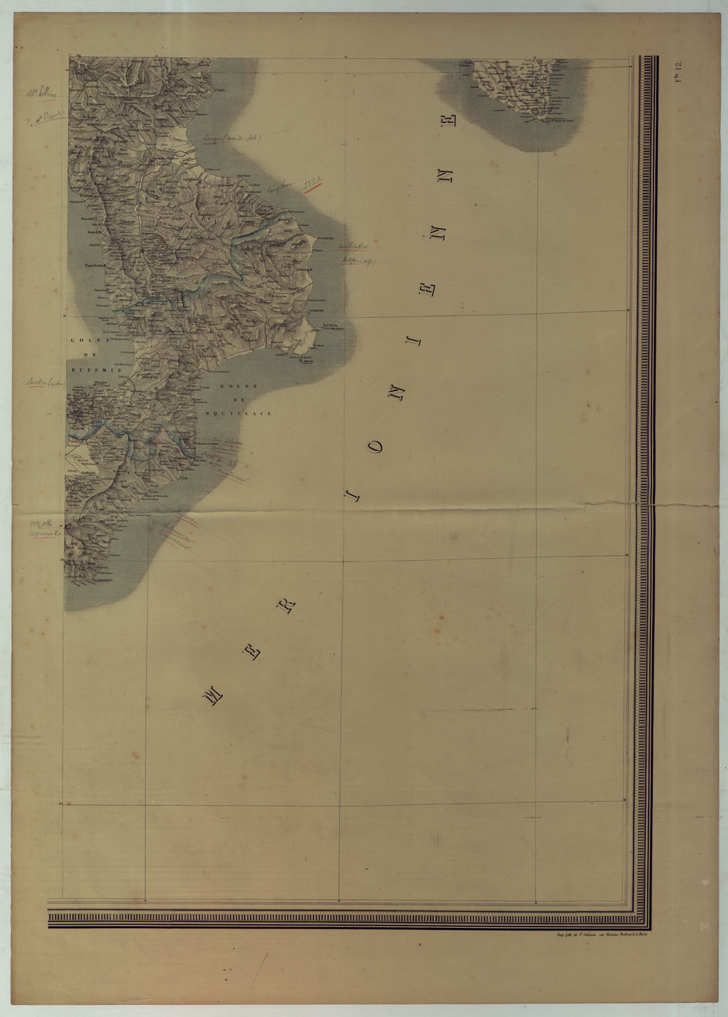 (N:17257) CARTE DU ROYAUME D'ITALIE - Foglio 12
 (CA007810) Carte e stampe antiche: riproduzione a colori su carta (formato A1)