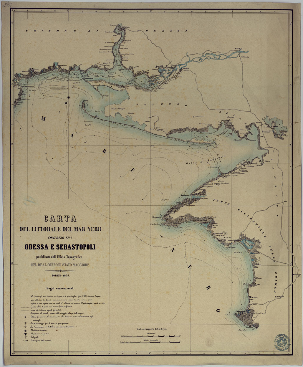 (N:17268) CARTA DEL LITORALE DEL MAR NERO  COMPRESO TRA ODESSA E SEBASTOPOLI 
 (CA007814) Carte e stampe antiche: riproduzione a colori su carta (formato A1)