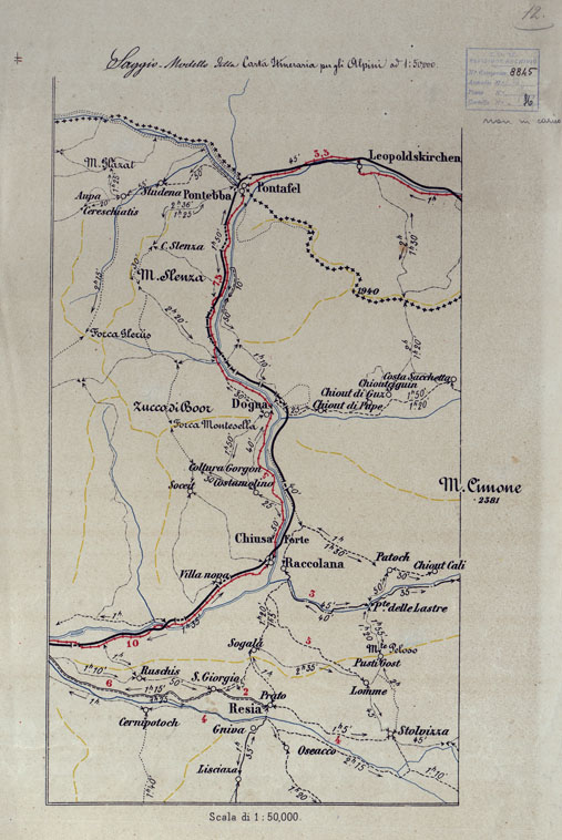 (N:26351) CARTA D' ITALIA DEGLI ALPINI - MODELLO DELLA CARTA ALLA SCALA DI 1:50.000 (CA007833) Carte e stampe antiche: riproduzione a colori su carta (formato A1)
