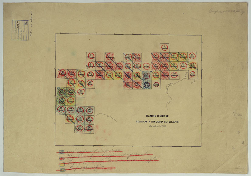 (N:26355) CARTA D' ITALIA DEGLI ALPINI - QUADRO D' UNIONE (CA007837) Carte e stampe antiche: riproduzione a colori su carta (formato A1)