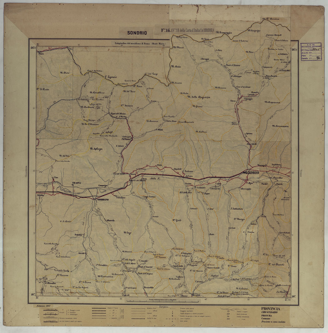 (N:17375) CARTA D'ITALIA DEGLI ALPINI - 2 Copia SONDRIO Foglio n. 14 (CA007851) Carte e stampe antiche: riproduzione a colori su carta (formato A1)