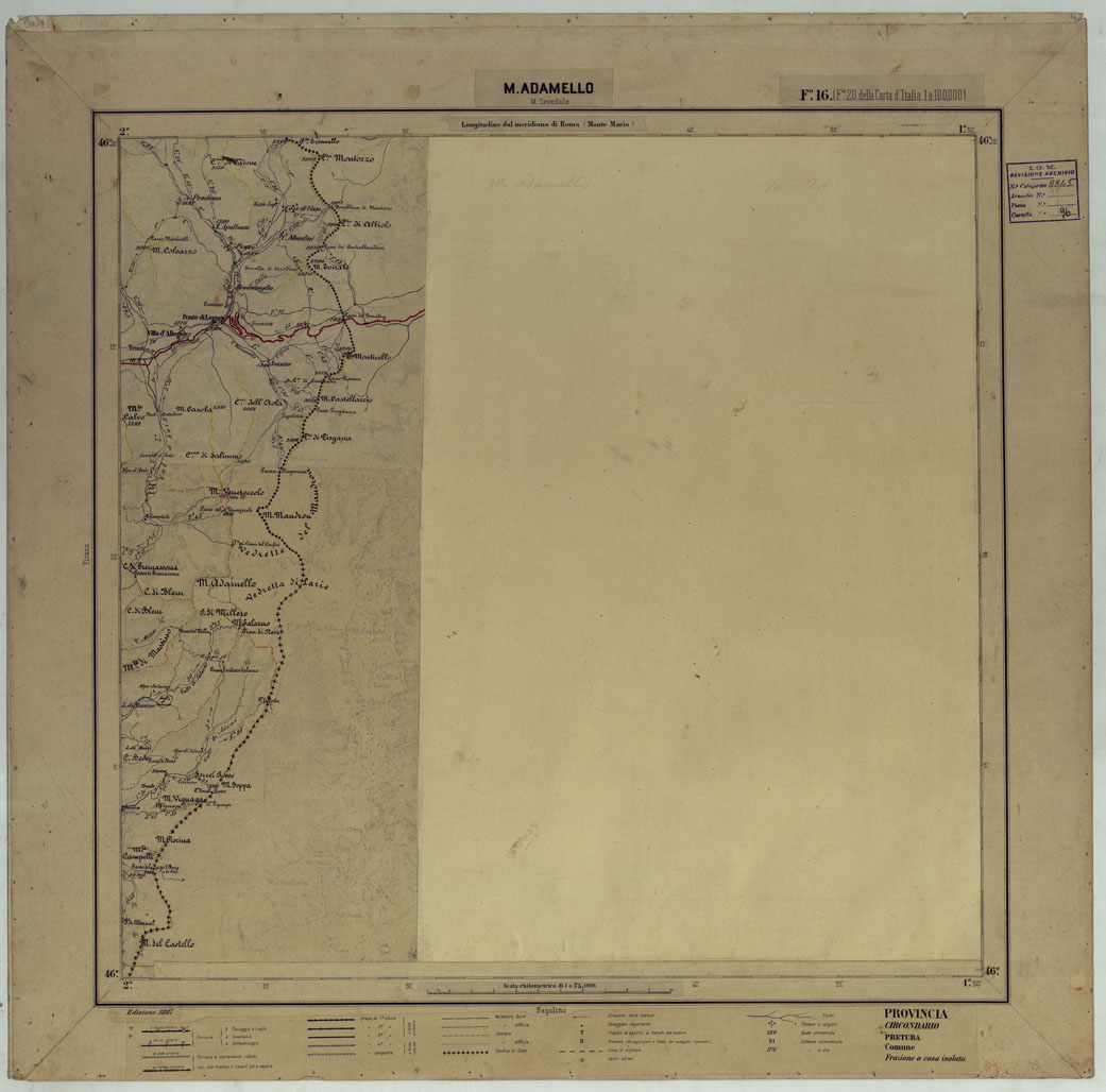 (N:17373) CARTA D'ITALIA DEGLI ALPINI - 2 Copia M. ADAMELLO Foglio n. 10 (CA007853) Carte e stampe antiche: riproduzione a colori su carta (formato A1)