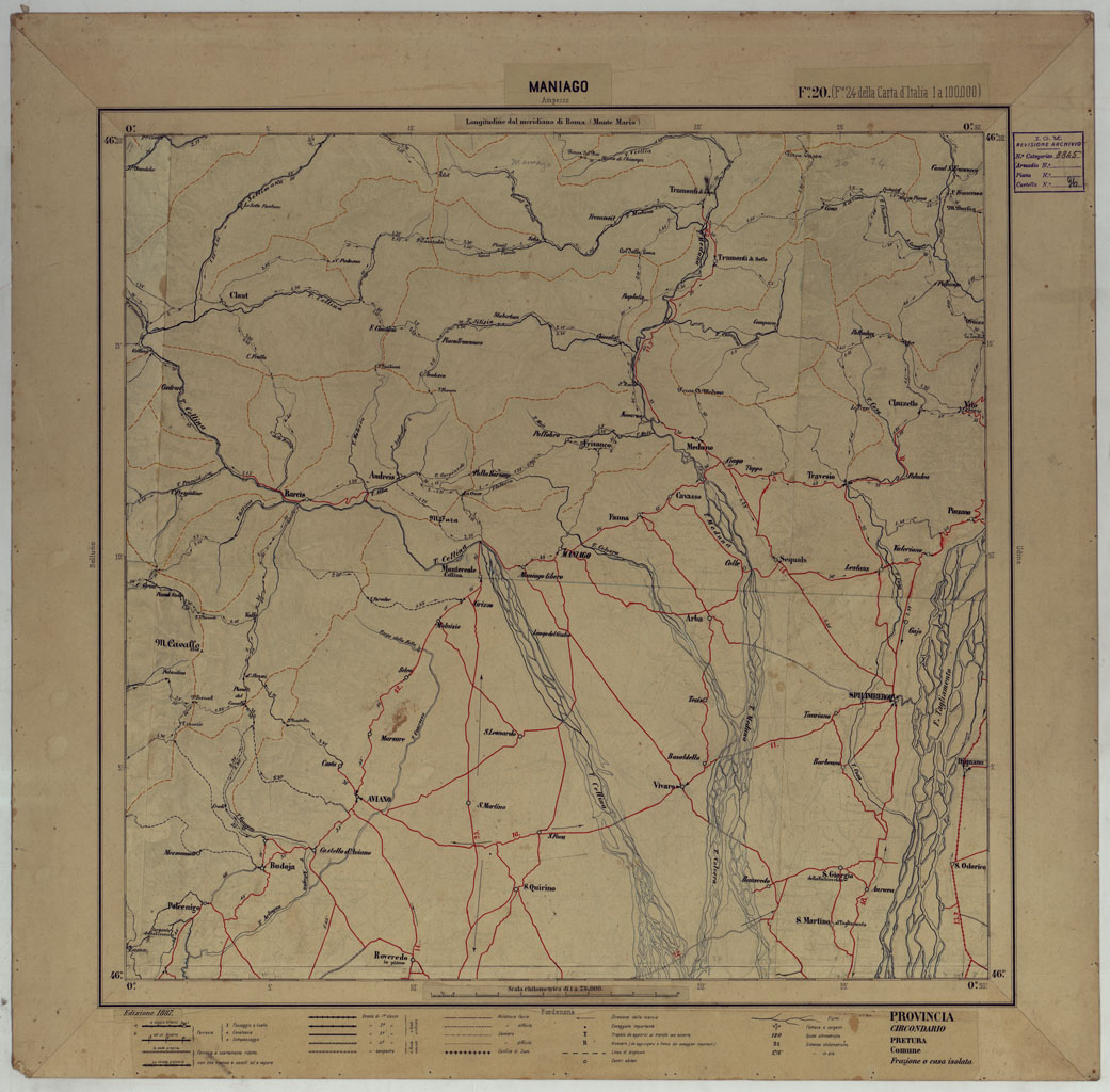 (N:17380) CARTA D'ITALIA DEGLI ALPINI - 2 Copia MANIAGO Foglio n. 20 (CA007857) Carte e stampe antiche: riproduzione a colori su carta (formato A1)